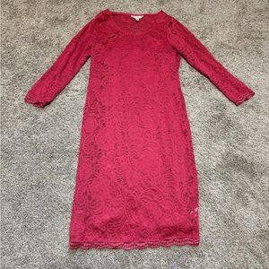 Small Jessica Simpson Maternity Pink Lace Midi Half Sleeve Dress